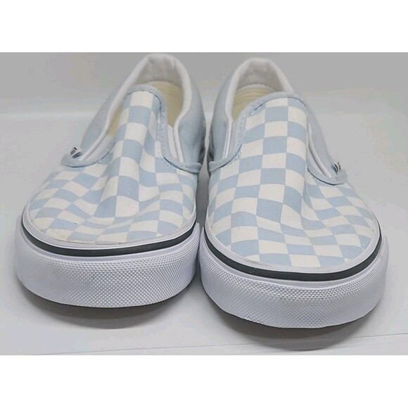 Men’s Vans Slip-on Shoes Size M 4.5/W 6 U.S. Light Blue Checkered - Picture 1 of 11